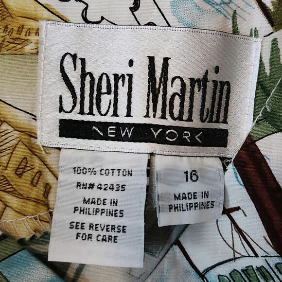 New Sheri Martin 16 Hawaii Tropical Island Fit Flare Post Card Travel DRESS - Picture 4 of 8